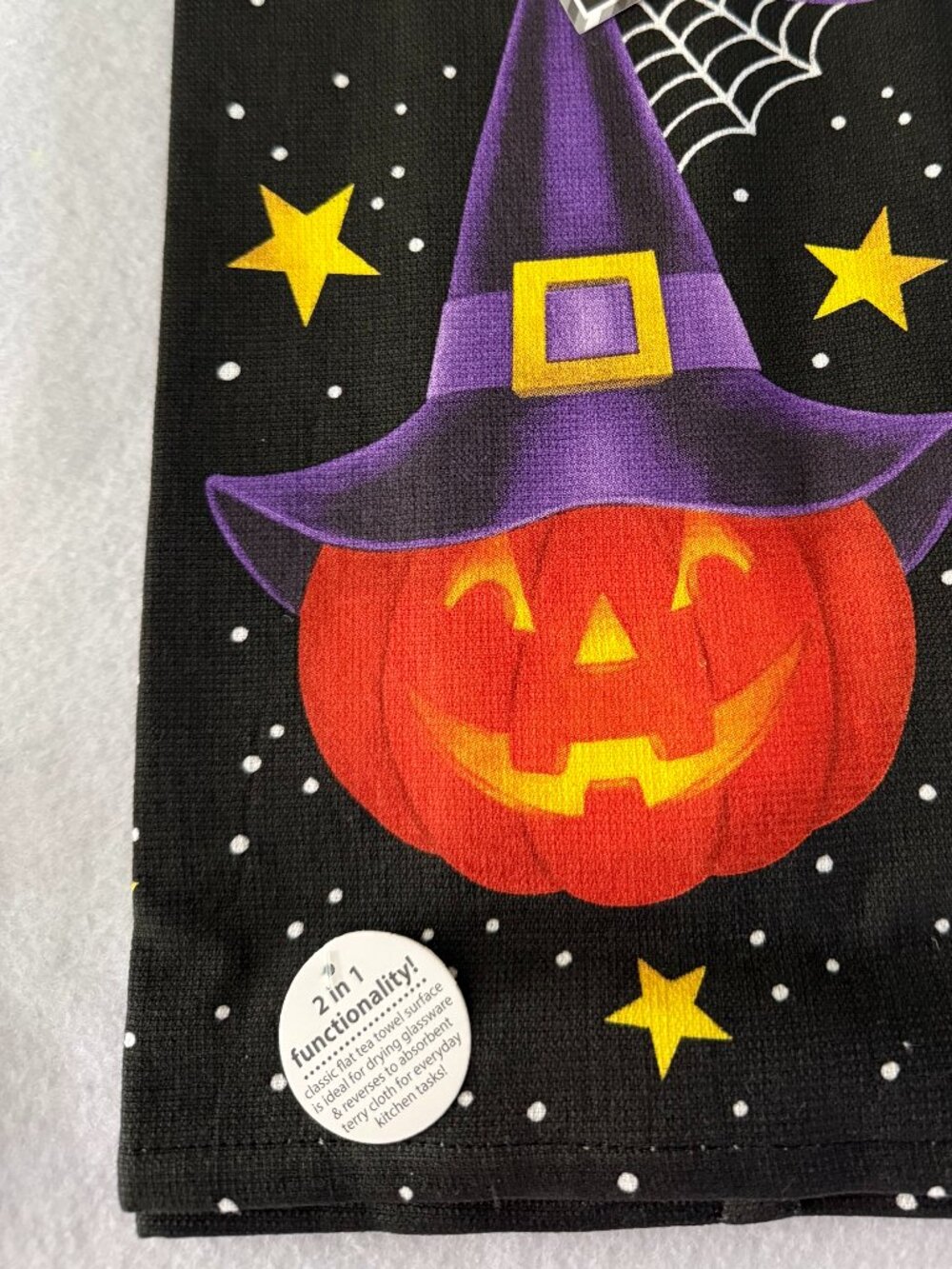 Kay Dee Halloween Jack-o-Lantern Kitchen Tea Towel Cotton and Terry Cloth